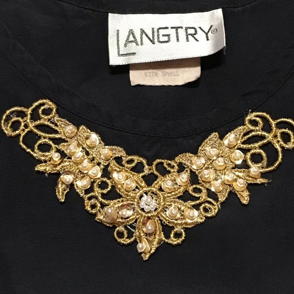 Langtry Dressy Tank Top Blouse Gold & Pearl Embellishment
Camisole 
Small 4 - 6 - Picture 13 of 14
